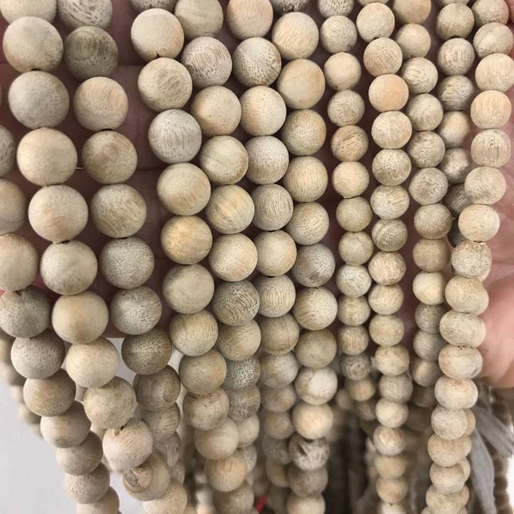 The Bead Bazaar - Wholesale Beads - 32" Natural Wood Mala Beads, Wood Beads For Mens Bracelets,5