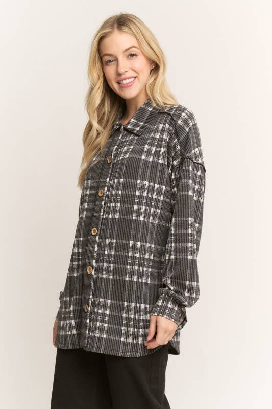 HEIMISH - Vente Veste-chemise – femme - ET7968-19 CHEMISE BASIQUE À CARREAUX AVEC COL3