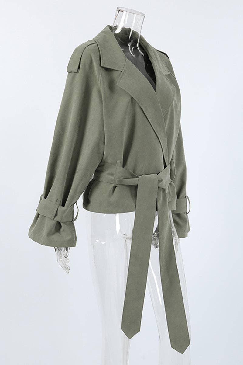 VERDE Trench corto con cintura in vendita all'ingrosso su Faire7