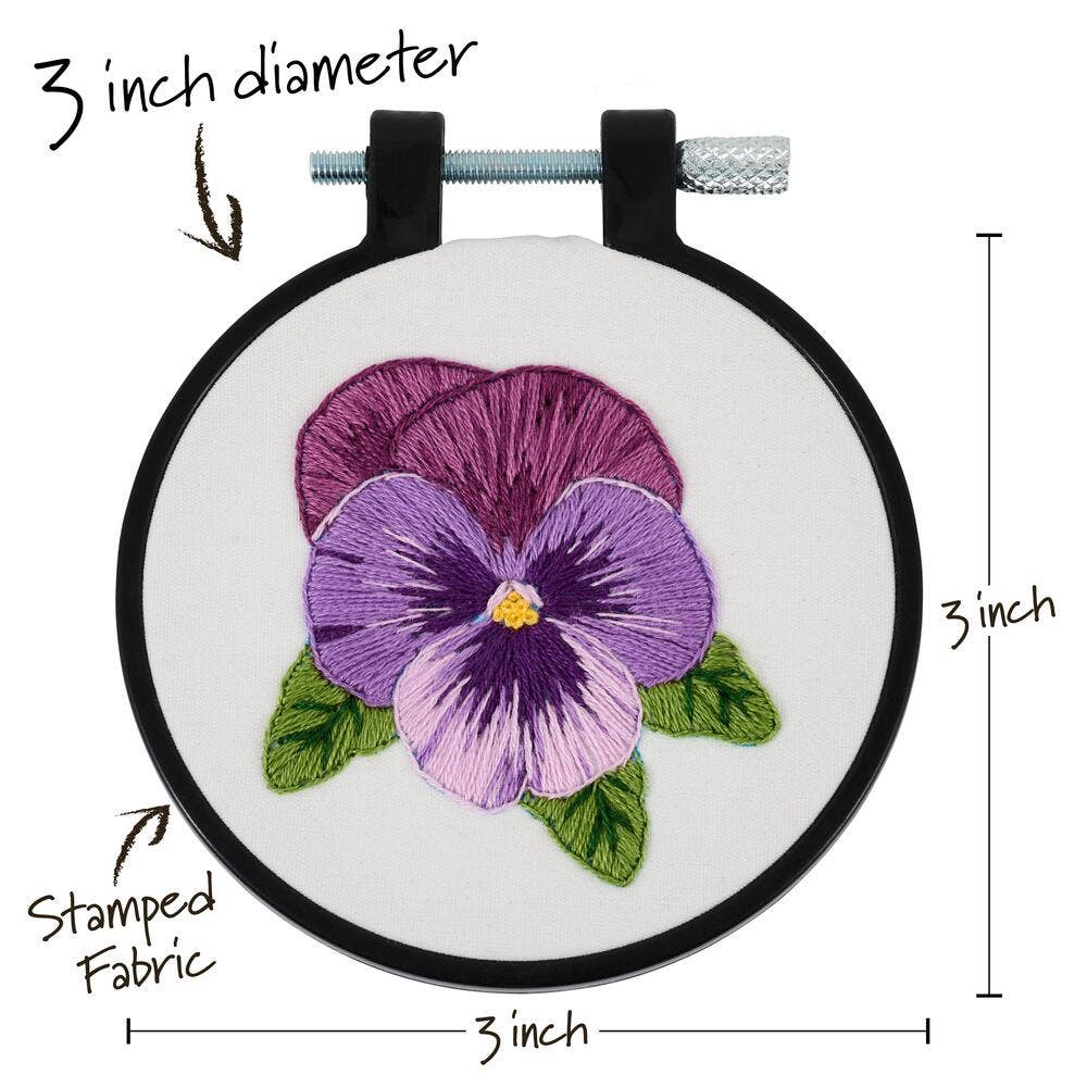 Plaid Crafts - Wholesale Embroidery/Cross Stitch Supplies - Bucilla® Stamped Embroidery Kit - Pretty Pansy 3"2