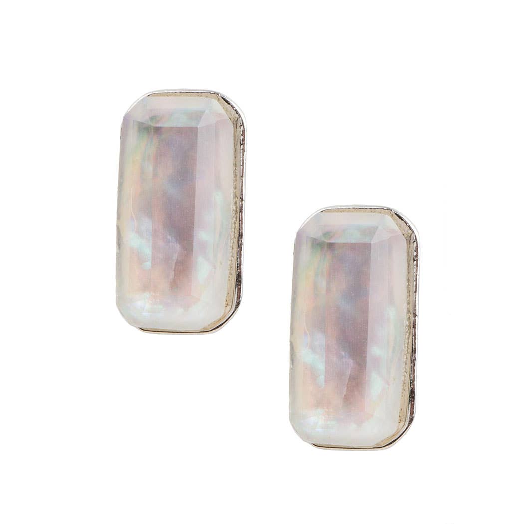 SAACHI – wholesale Stud/post earrings – Prism Baguette Pearl Gemstone Mini Stud Earring0