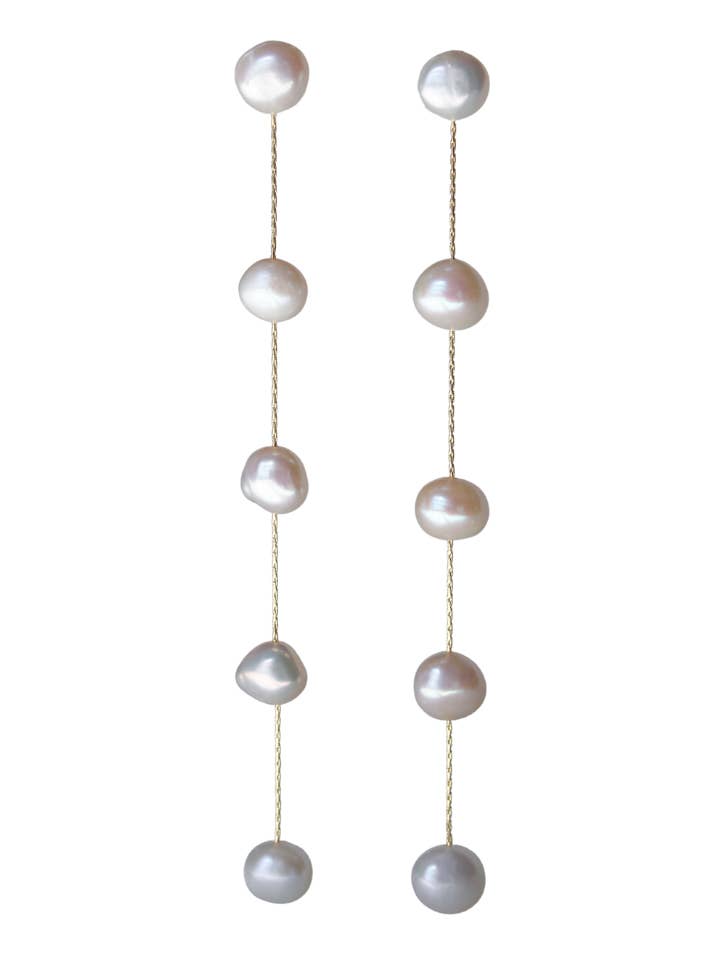 Pearl Drop Earrings- Duster Dangle Chain for wholesale by Beaded by Meg