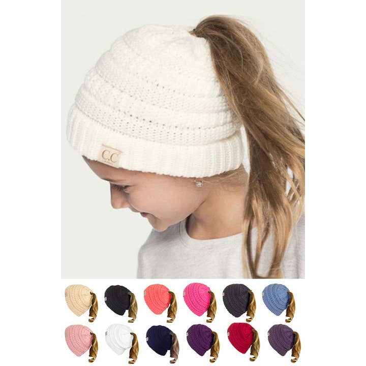 Hana - Wholesale Beanie - Kids - C.C Kids Solid Ponytail Beanie12