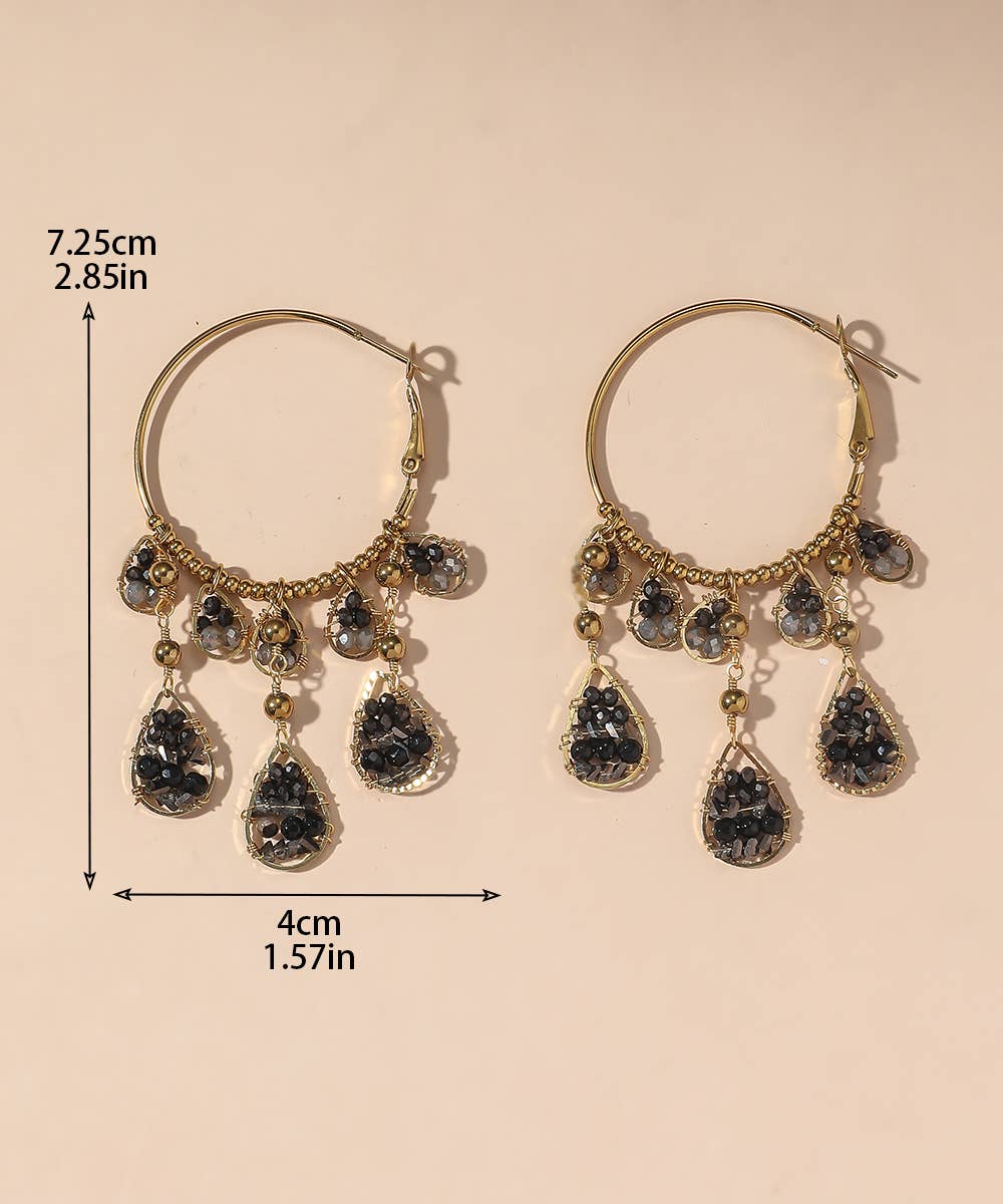 Blossom bijoux - Wholesale Dangle Earrings - BO Stud Hoops Stainless Steel Crystal Beads 25BOA0031
