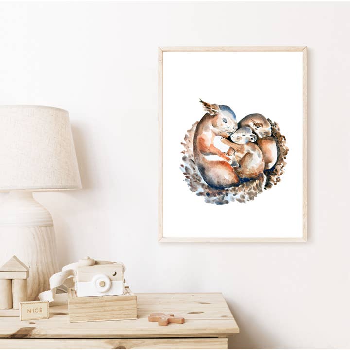 Eekhoorn Familie Kinderkamer Poster - Schattige Dierenafbeeldingen Ku voor wholesale door MiniDei