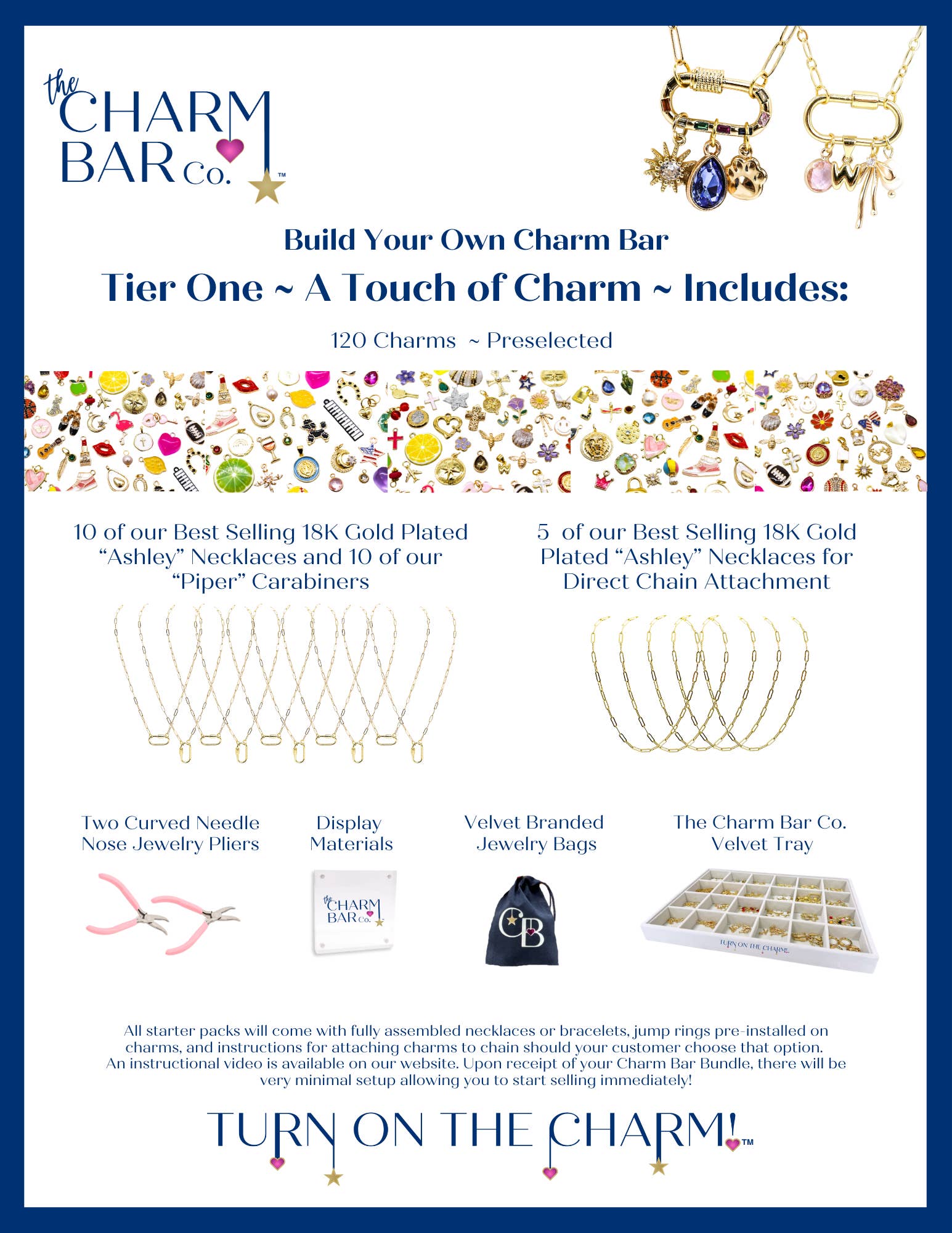 The Charm Bar Company - Wholesale Jewellery set - Gold Tier 1 Charm Bar Bundle - Ashley