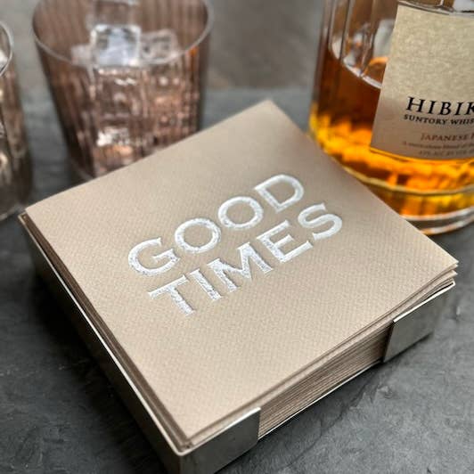 Lined Design - Wholesale Disposable napkin - Silver Plated Cocktail Napkin Hostess Set9