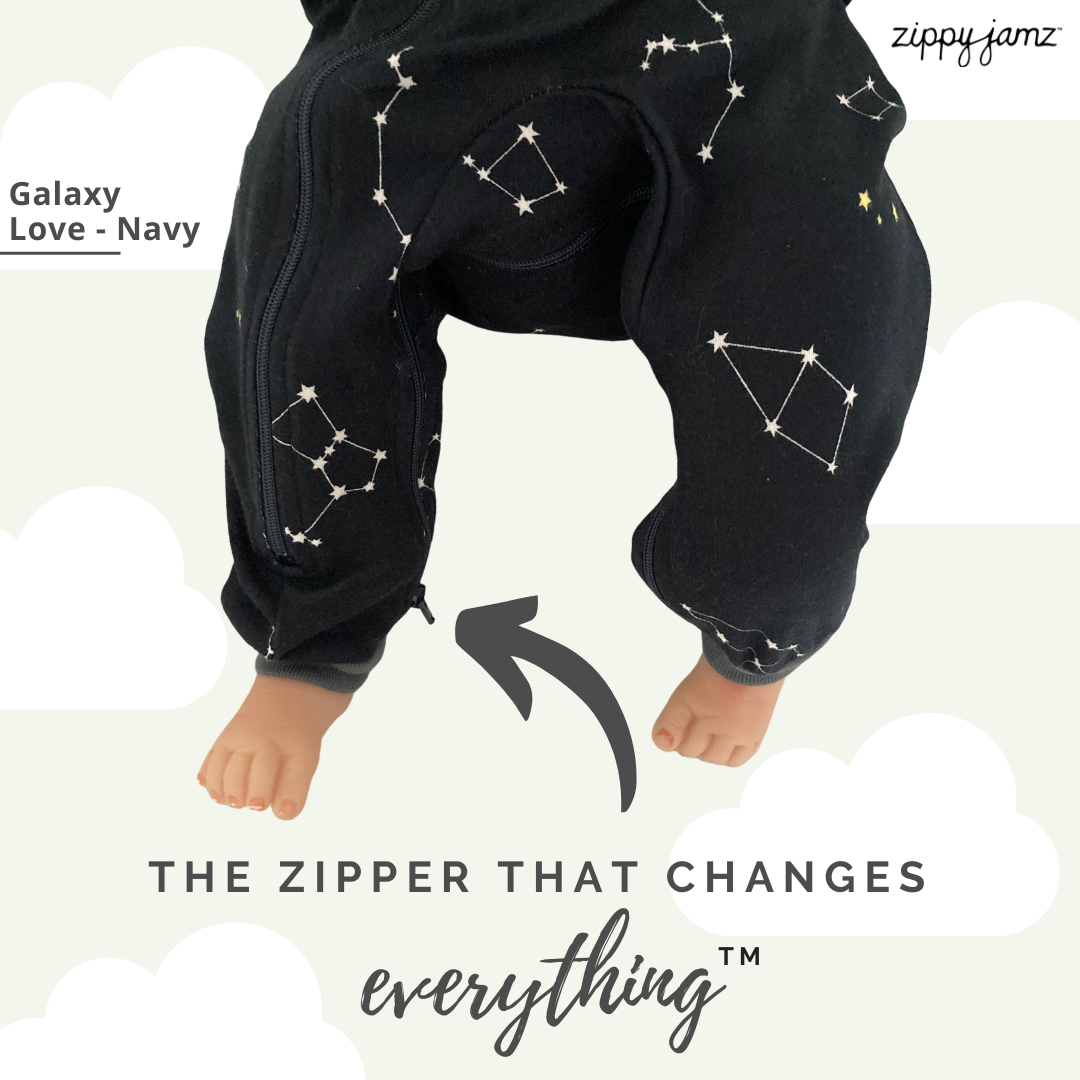 ZippyJamz - Wholesale Jumpsuit - Baby - Galaxy Love - Navy - Babysuit - Footed7