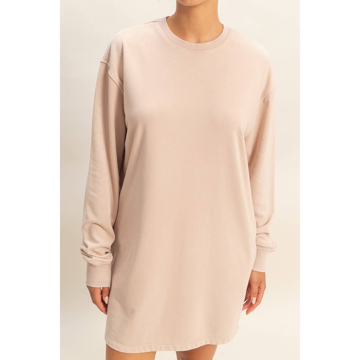 Double Zero - Venta al por mayor Vestido - Mujer - Vestido sudadera mini de gran tamaño lavado mineral25