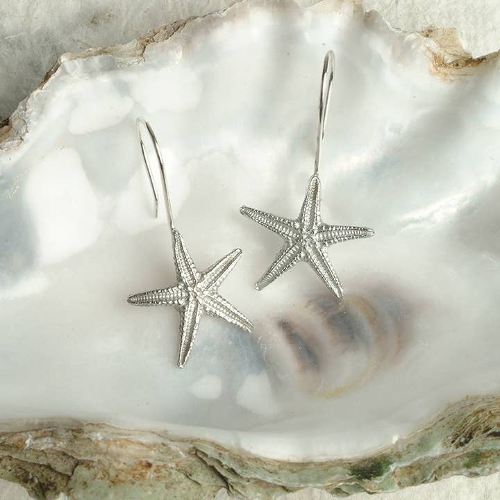 Glover & Smith - Wholesale Dangle Earrings - Starfish Drop Earrings, English Pewter Jewellery