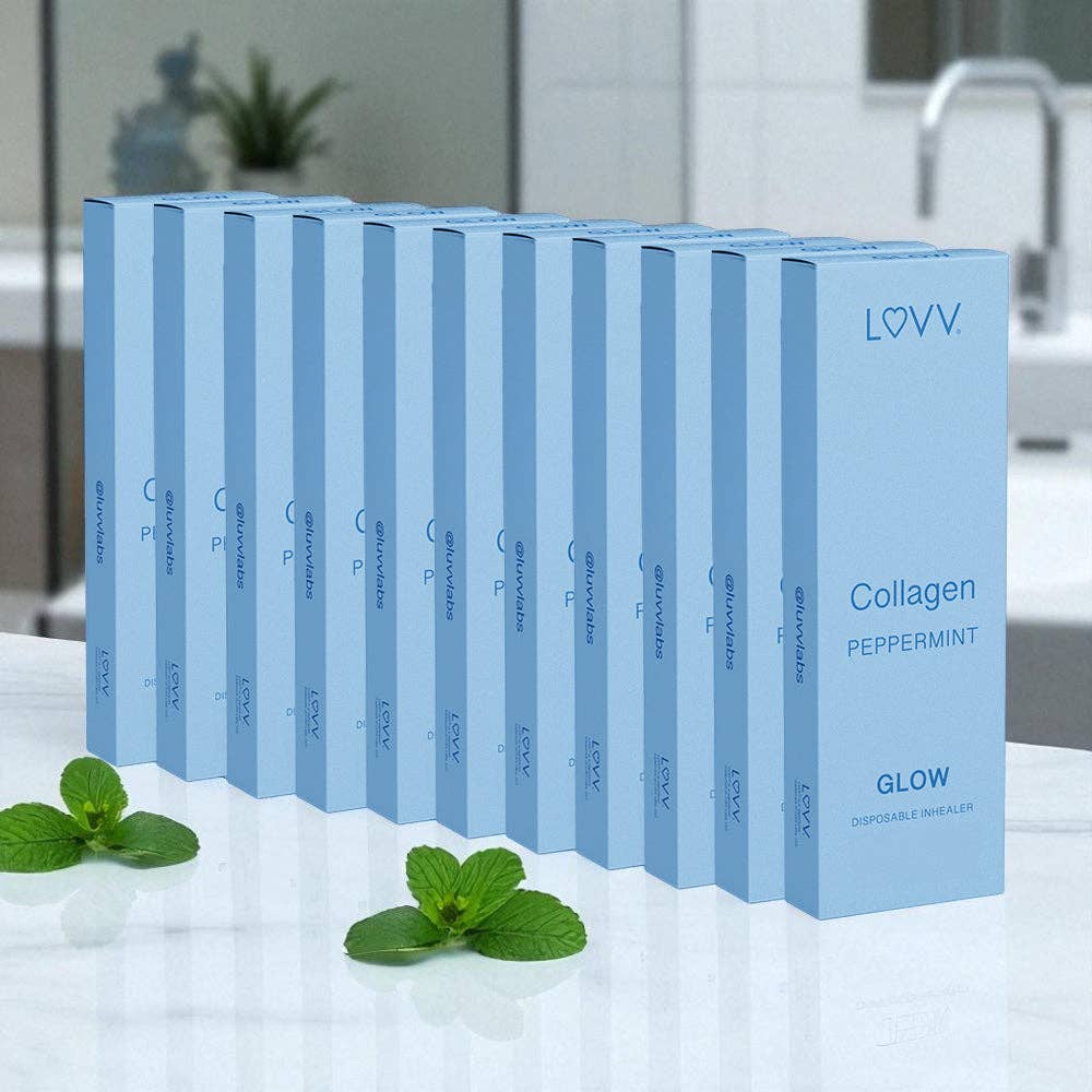 10 LUVV GLOW Collagen Infused Peppermint Flavored Inhealers for wholesale by LUVV Labs