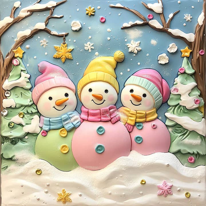 10" x 10" Pastel Snowmen Sign TTE-079 for wholesale by Trendy tree