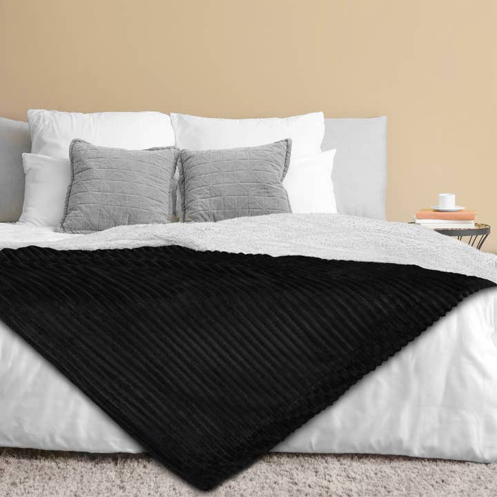 Pavilia - Wholesale Throw Blanket - Ribbed Sherpa Throw Blanket86