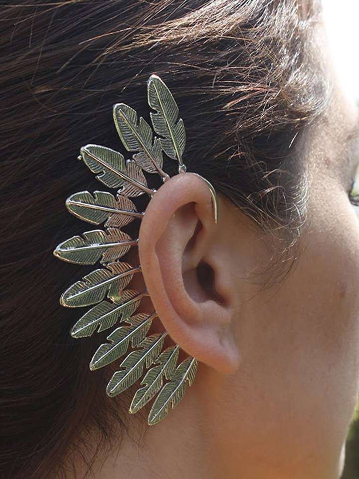 Festival Boho Feather Earcuff for wholesale by Urbiana