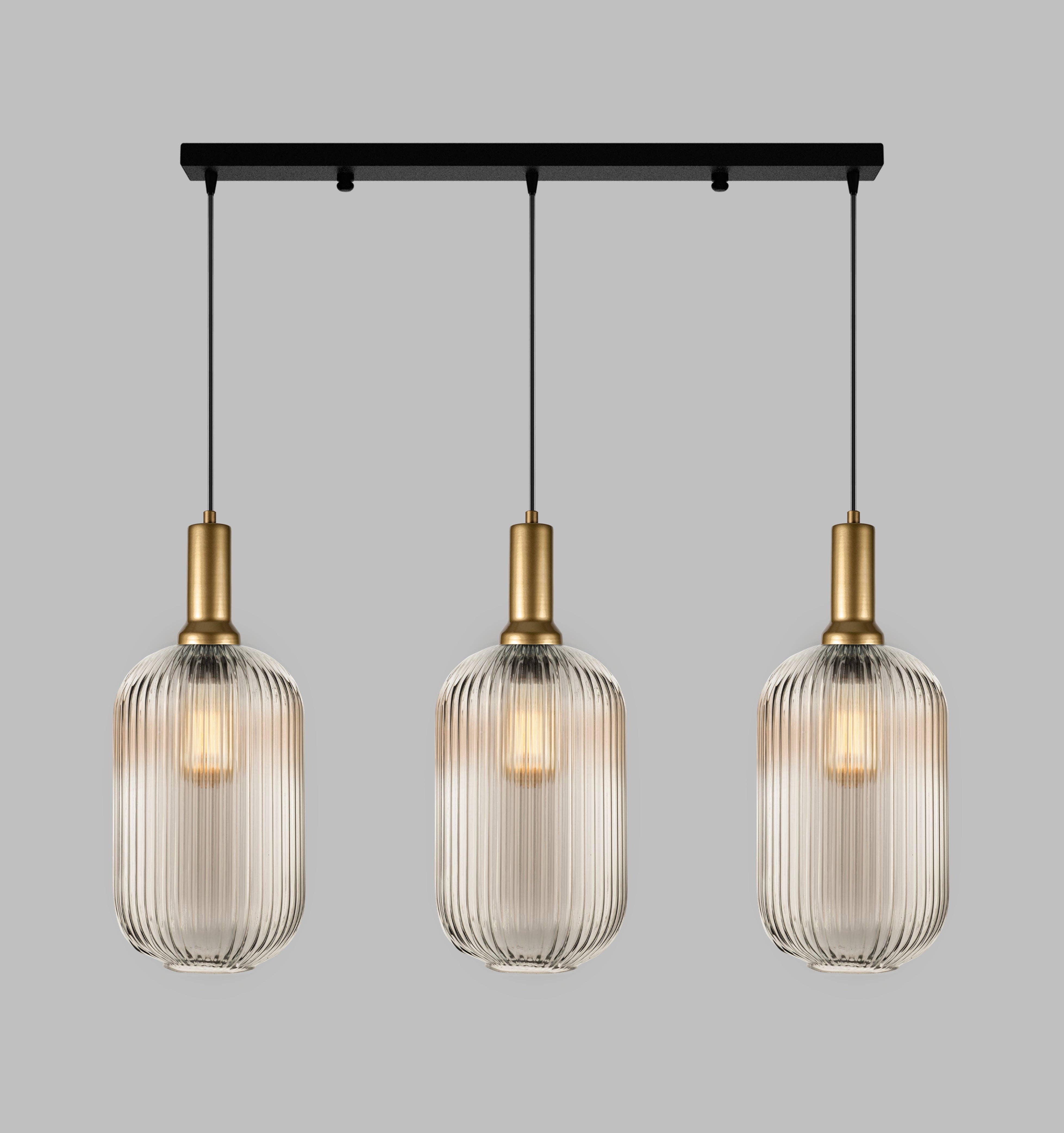 Eclipse Lighting - Wholesale Chandelier/Hanging Light - Linear Canopy Ribbed Glass Clear Multi Pendant Lighting Staircase, Custom Ribbed Glass Pendant Lighting, Multi Lighting for Stairwell Long Chandelier1