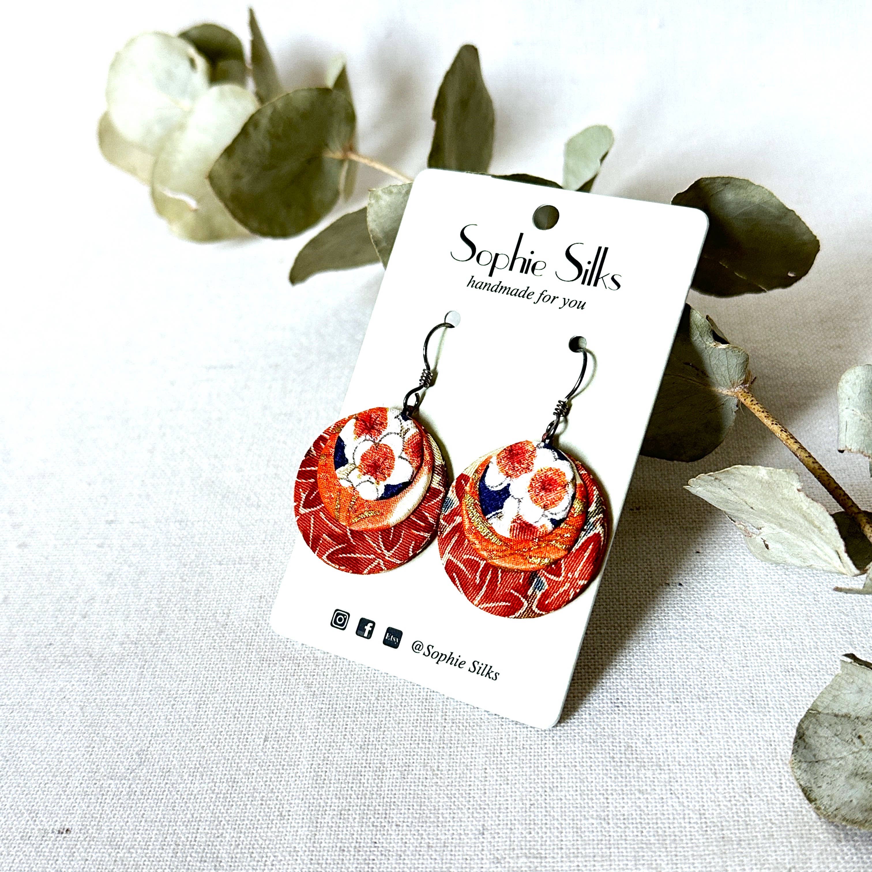 Sophie Silks - Wholesale Dangle earrings - Circle Disc Kimono Earrings7