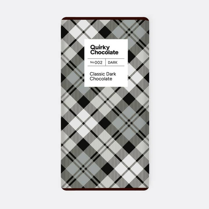 Tartan Dark Chocolate, 100g, £3.00 for wholesale by Quirky Chocolate