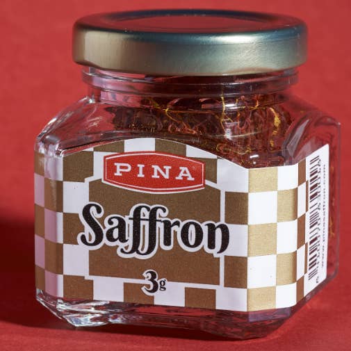 Display of 6 jars x 3 g Saffron in thread for wholesale by Pina Saffron
