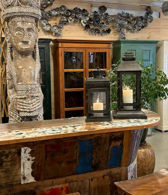 Asia West - Wholesale Lantern - Lantern-Glass & Iron-(16", 20" & 24" high)5