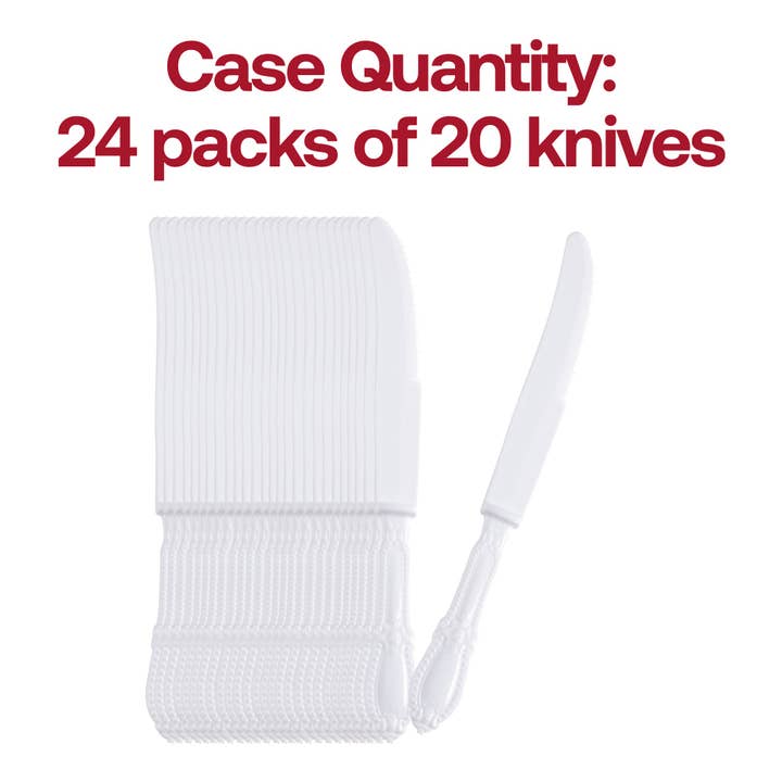 Smarty had a Party – wholesale Disposable tableware pack – White Baroque Disposable Plastic Dinner Knives - 480 pcs3