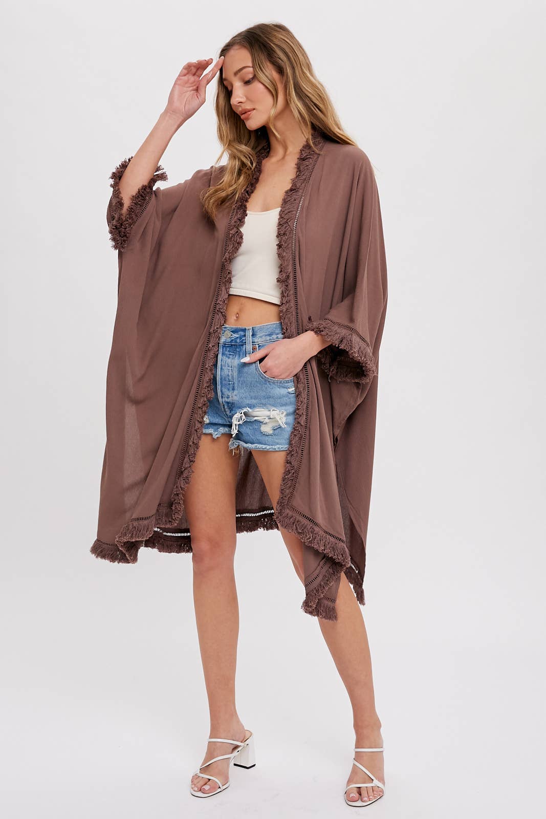 Bluivy - Vente Kimono – femme - kimono ample avec franges8