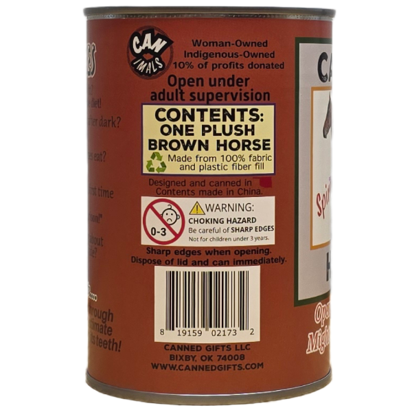 Canned Gifts – Engroshandel Plyslegetøj - Børn og baby – Spirit den dåseindpakkede hest – miljøvenlig og genanvendt bamse3
