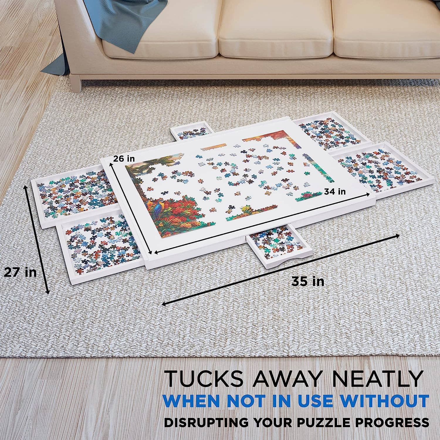 Jumbl – Großhandel Puzzle - Erwachsene – 1500-teiliges Puzzletafel aus Holz, 27 Zoll x 35 Zoll mit Deckel15