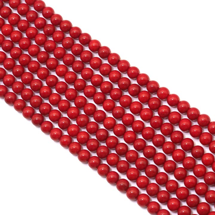 BestBeads&Beyond - Wholesale Beads - Natural High Quality Red Coral Round Smooth Beads, Sku#U1494