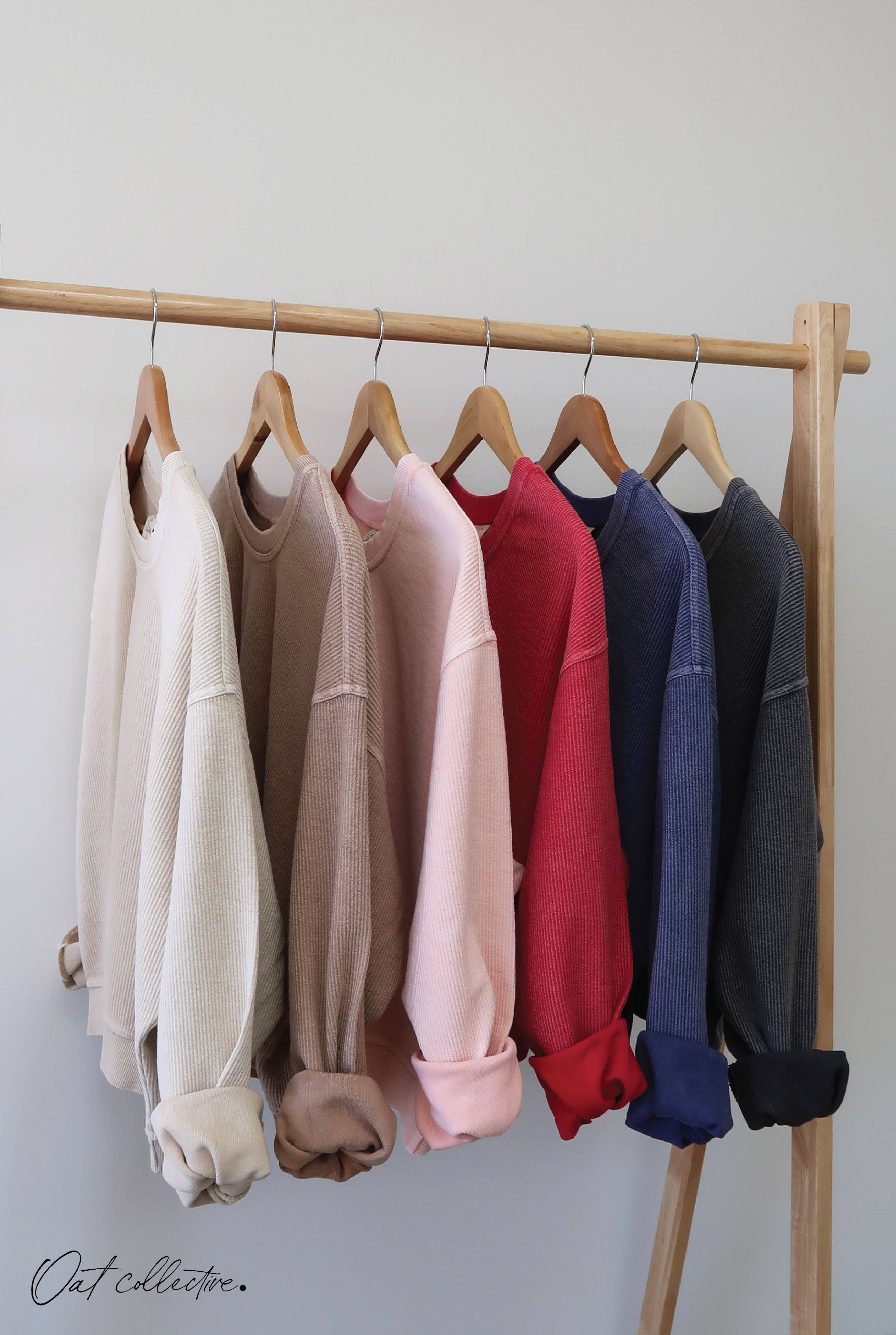 OAT COLLECTIVE - Wholesale Graphic Sweatshirt - Women's - PREMIUM BASIC Cropped Thermal Vintage Pullover 7