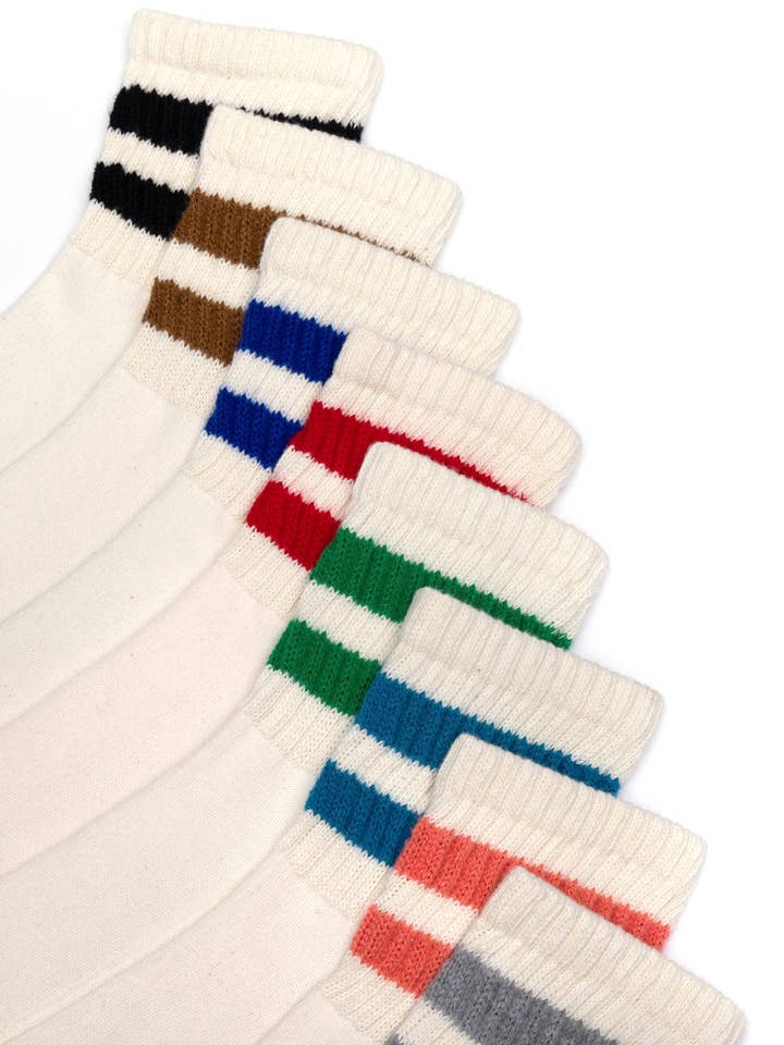 American Trench - Wholesale Socks - Unisex - The Mono Stripe Quarter Crew