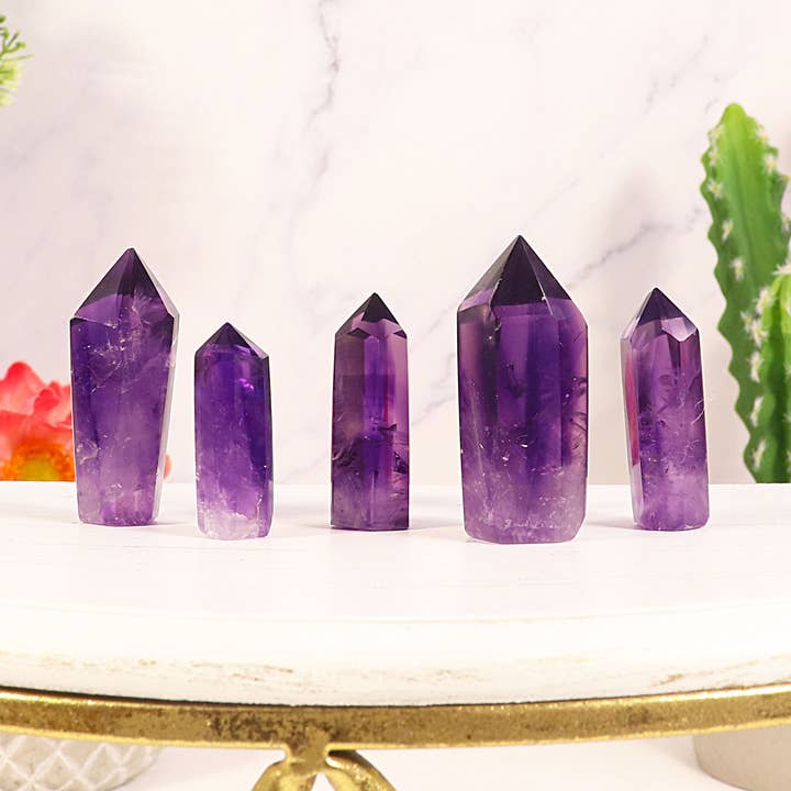 1/4 lb Mini Amethyst Polished Points (Grade A) 4-6 Pieces for wholesale by Natures Artifacts Inc