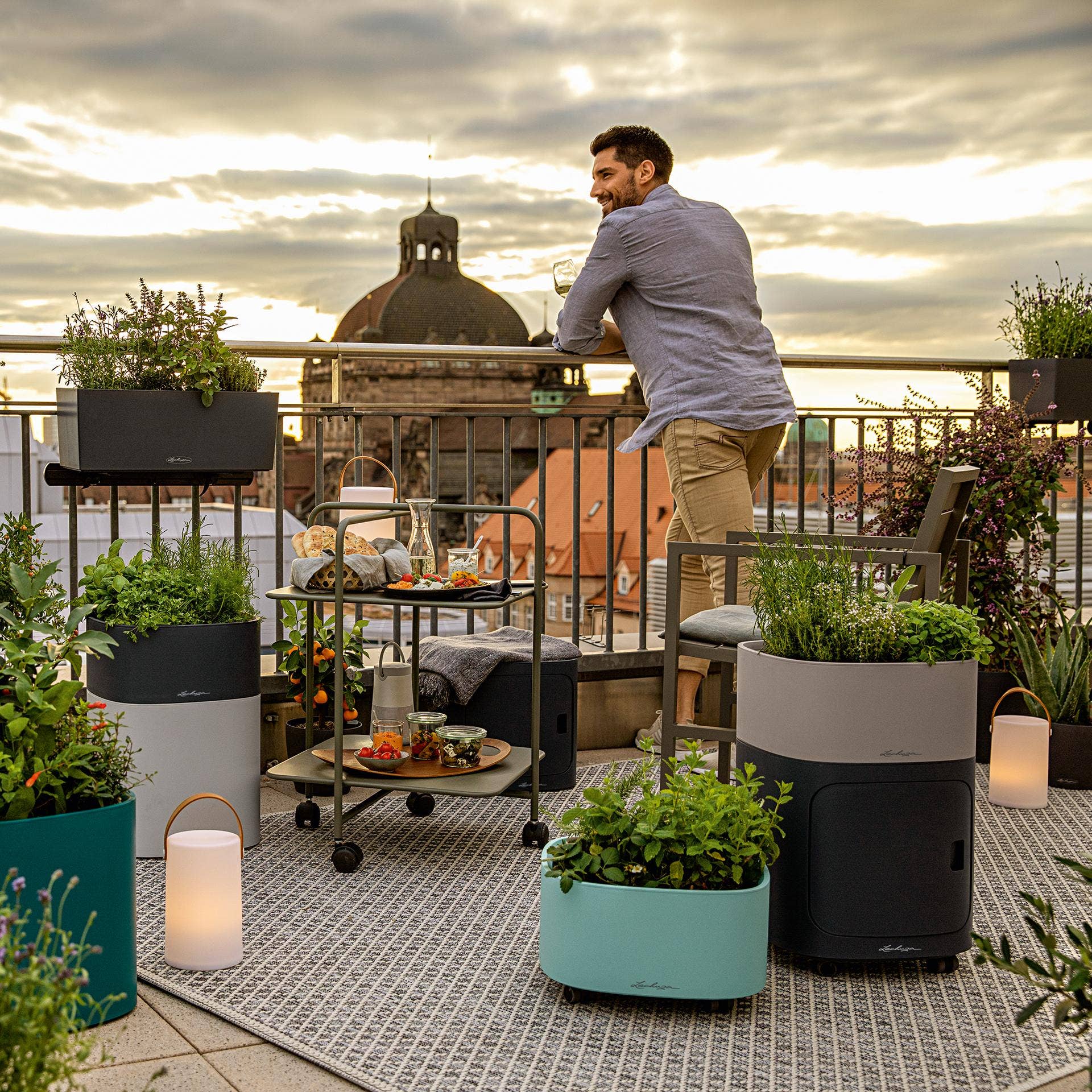 Lechuza Self Watering Planters - Vente Cubes de rangement - LECHUZA PILA STORAGE Unité en polyrésine couleur avec drain de pluie6