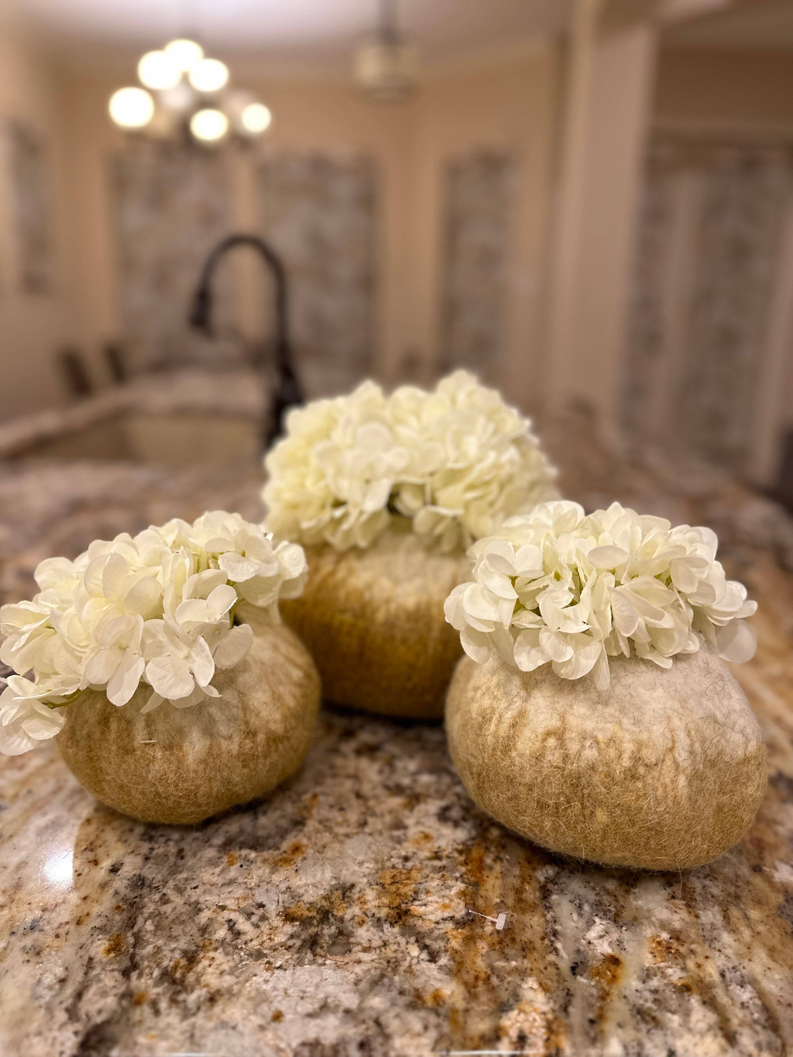 The African Home Goods – Prato/tigela decorativa por atacado – Cesta Ghana Ukhumba Tigela em Lã Feltrada - Eclipse Mostarda4