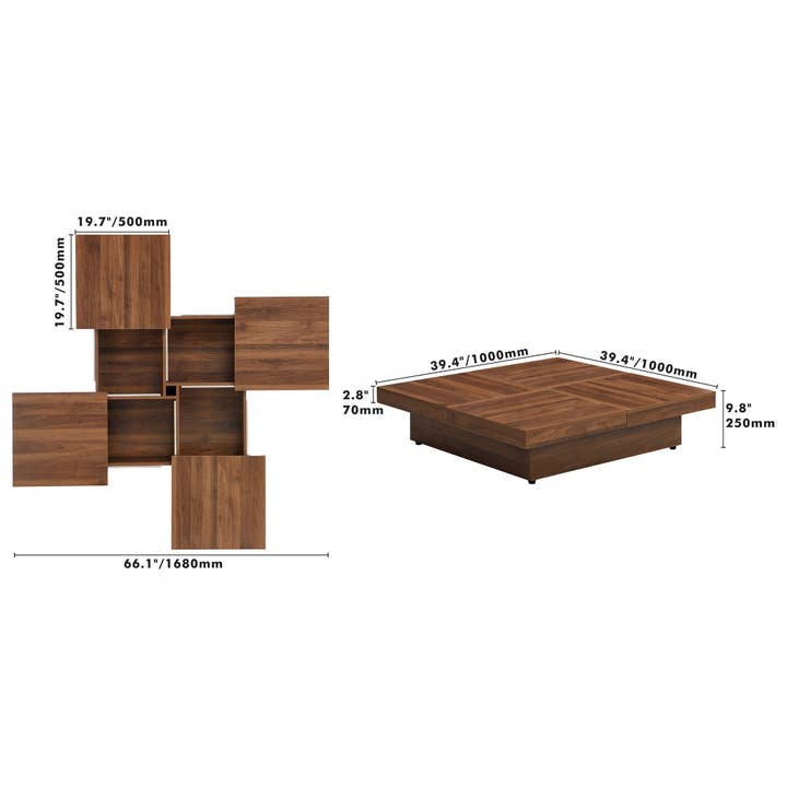 Orange County Decor - Wholesale Coffee Table - Square Marble Veneer Coffee Table Sliding Top With Storage In Walnut 39.4'' Walnut Primary Living Space Square Mdf6