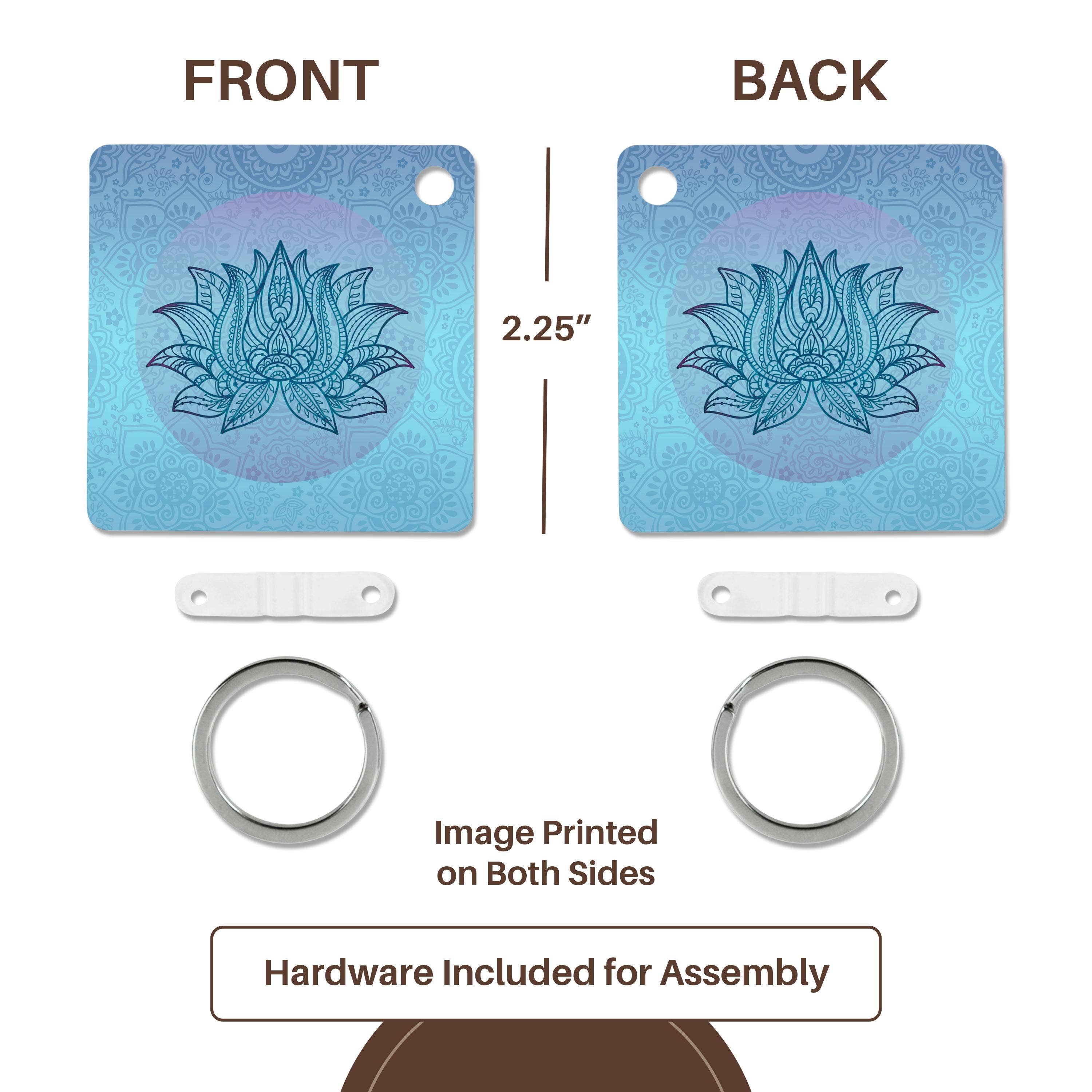 3dRose - Wholesale Keychain - Unisex - 3dRose, Lotus Flower Symbol Illustration Light Blue Aqua Tones, Key Chain4