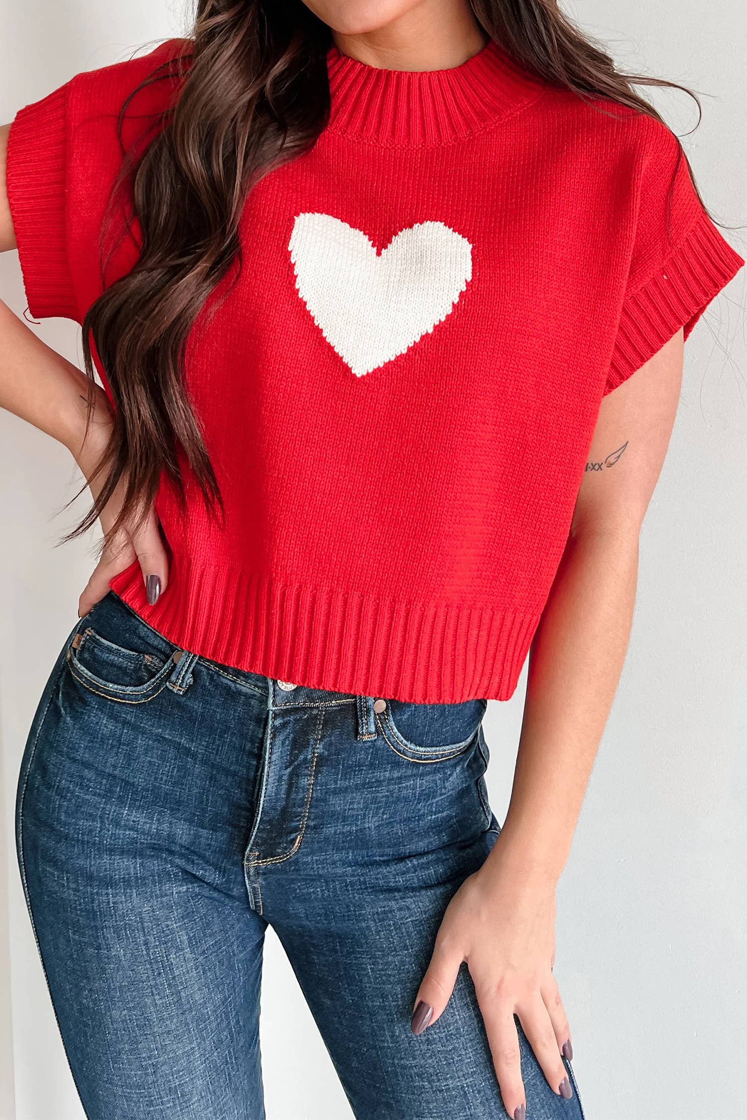 LA Society - Wholesale Knit Sweater - Women's - LAS Valentine Heart Graphic Cropped Sweater (S-XL)3
