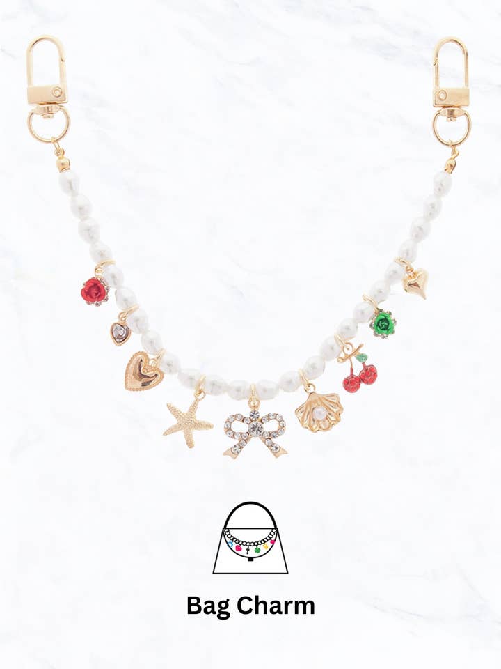 Charm perlé pour sac avec accents en or et émail pour la vente par Suzie Q USA