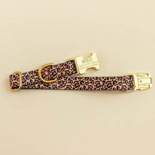Leopard Print med pote udskriver hundehalsbånd, guld metalspænde for engroshandel hos Zaley Designs