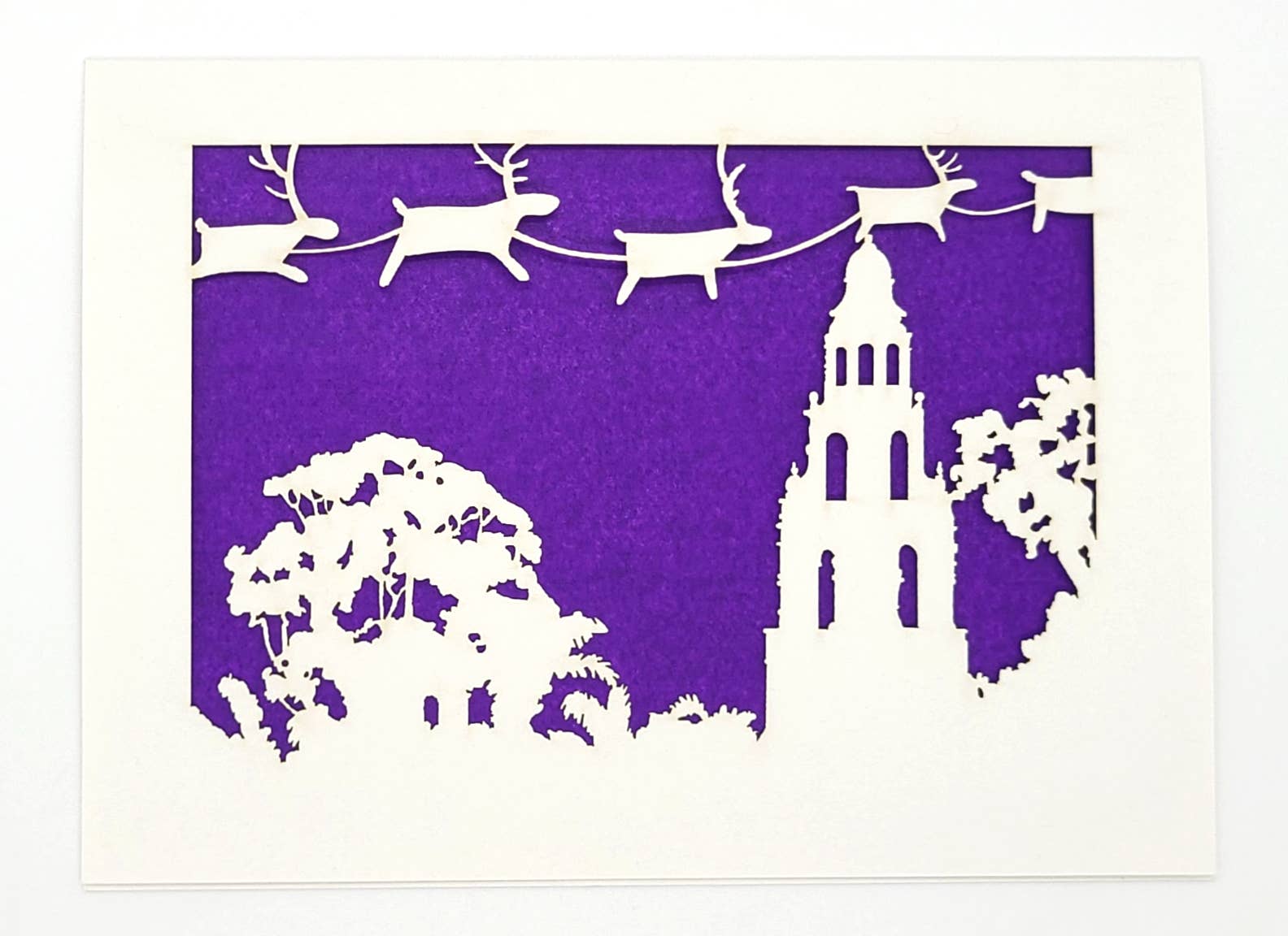 two hermanas – Großhandel Weihnachtskarte – Weihnachtsgrußkarte „Rentier over Balboa's Tower“1