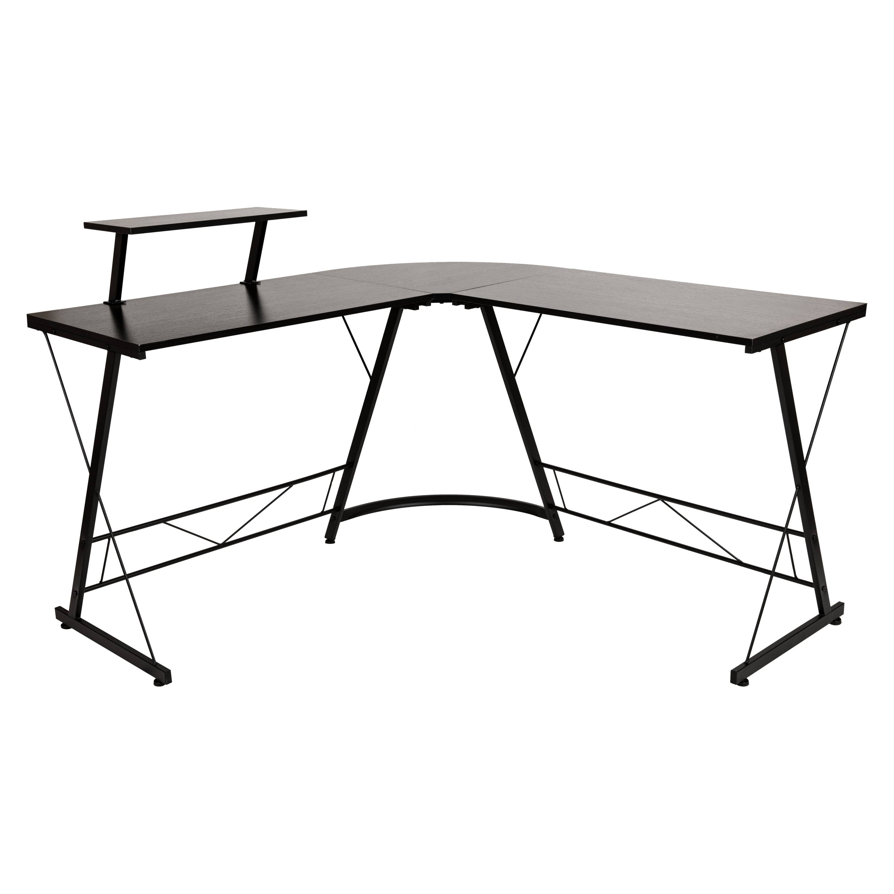 Black Black L-Shaped Computer Corner Desk, Gaming Desk 748 for wholesale on Faire1