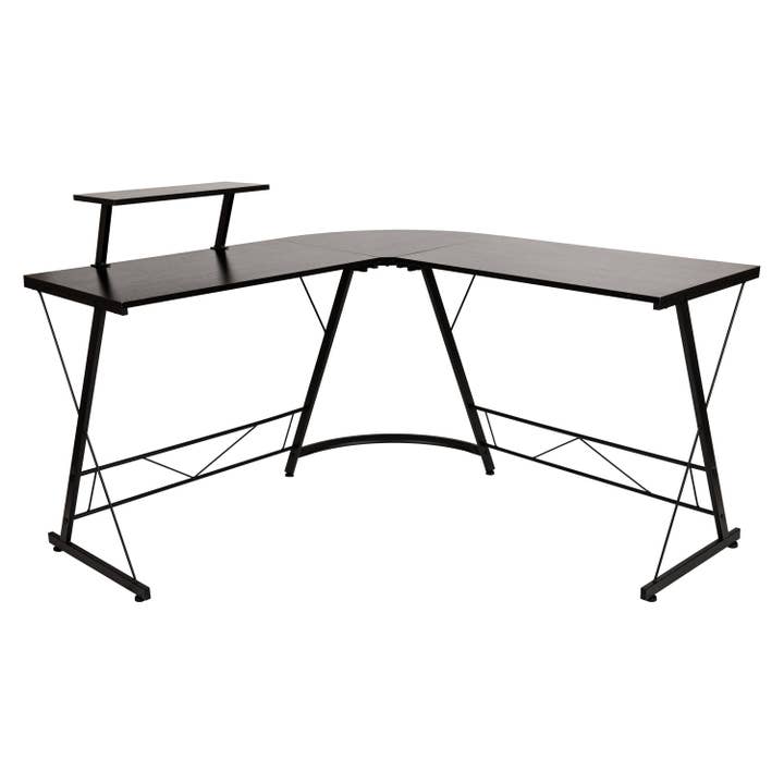 Black Black L-Shaped Computer Corner Desk, Gaming Desk 748 for wholesale on Faire1