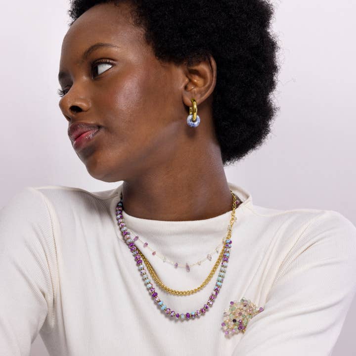 Luxenter - Wholesale Hoop Earrings - Pendientes de Lapislazuli Natural acabados en oro amarillo de 18k - Noku2