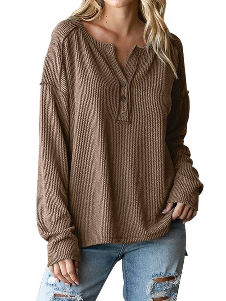 Rib Button Front Hi Low Top for wholesale by Vanilla Monkey