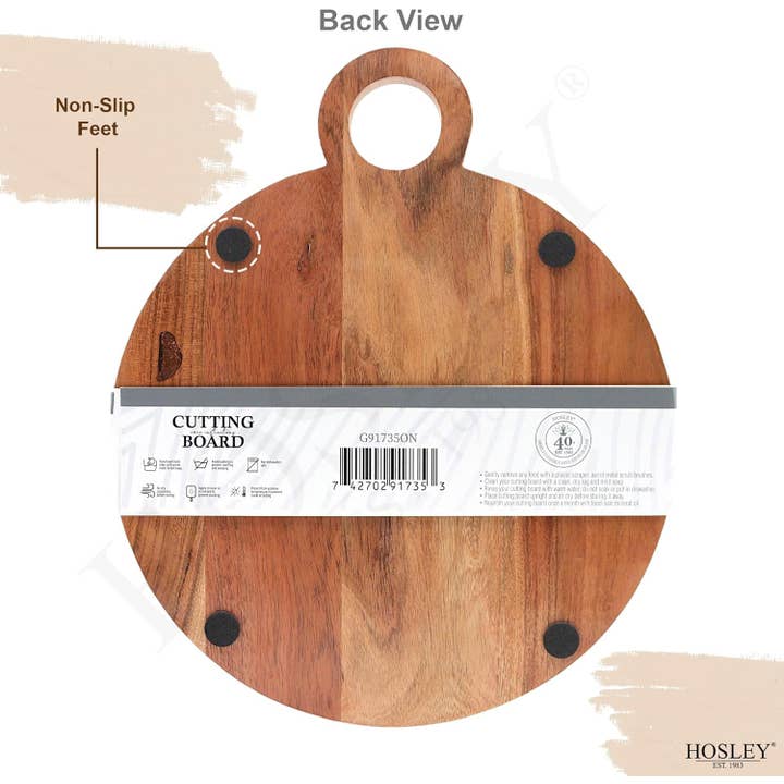 Hosley - Wholesale Cutting Board - Hosley® 13.5 Inch Acacia Wood Cutting Board Medium Size2
