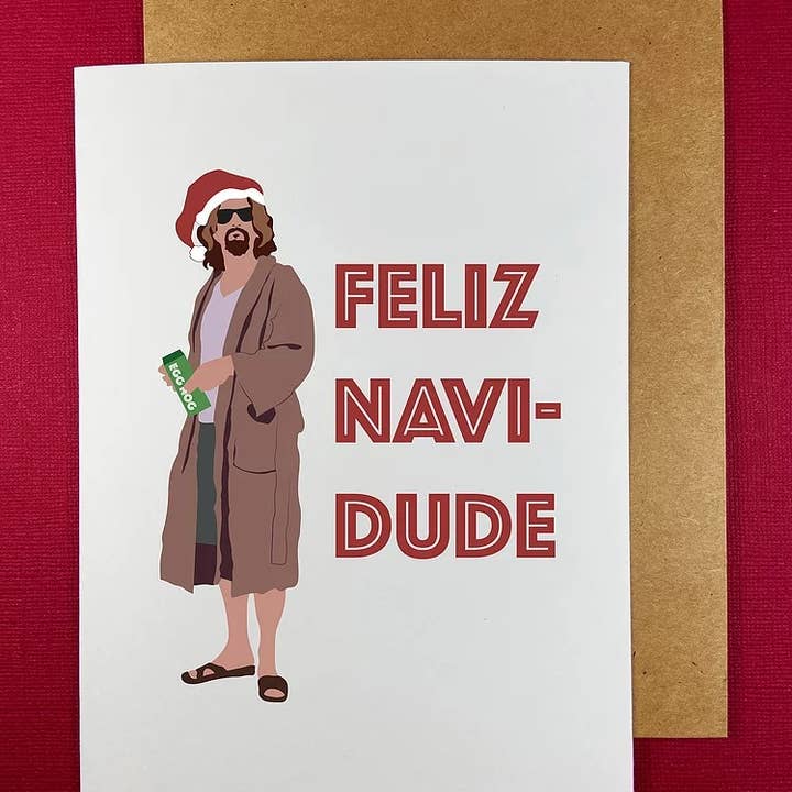 The Red Swan Shop - Vendita all'ingrosso Biglietti di auguri di Natale - Biglietto d'auguri «Feliz Navidude» The Dude Holiday