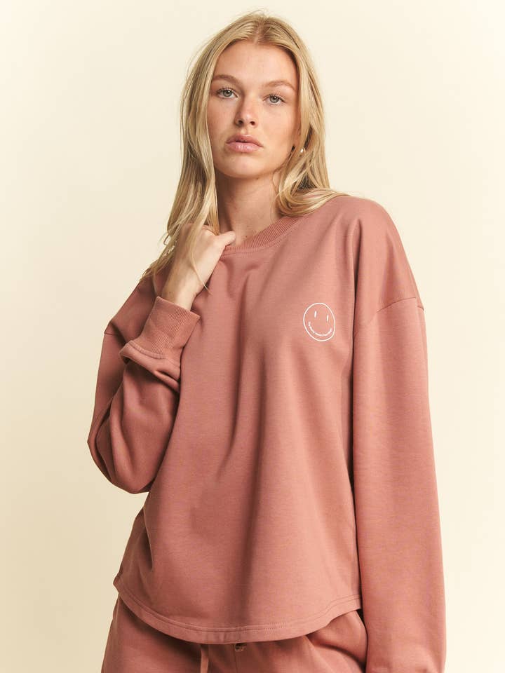 PLUS SIZE HAPPY FACE GRAPHIC 2PIECE SET for wholesale by JADE BY JANE