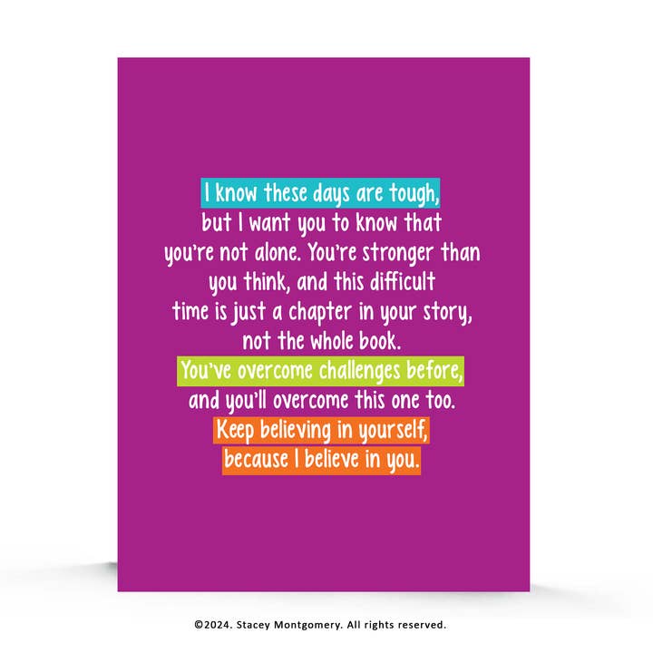 Tough Days Encouragement Card for wholesale by Stacey M Design