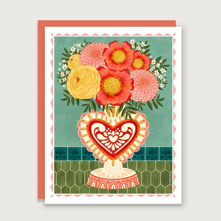 Heart Vase Bouquet for wholesale by Monkey Mind Design