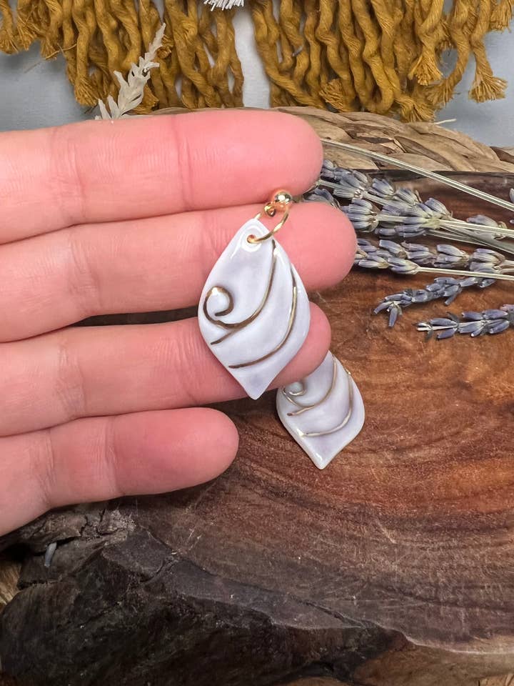 Onda - Ocean wave big - Porcelain Earrings for wholesale by Wolf and Clay Pty Ltd