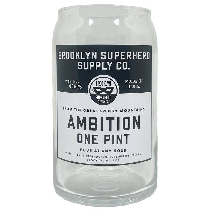Ambition Superpower Pint Glass for wholesale by Brooklyn Superhero Supply Co.